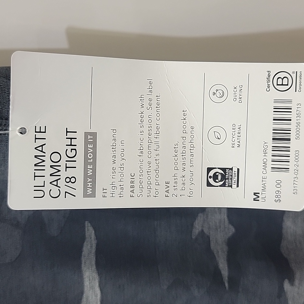 NWT Athleta Ultimate Camo 7/8 Tights Grey Athletic Workout Leggings Women’s M - Picture 14 of 17